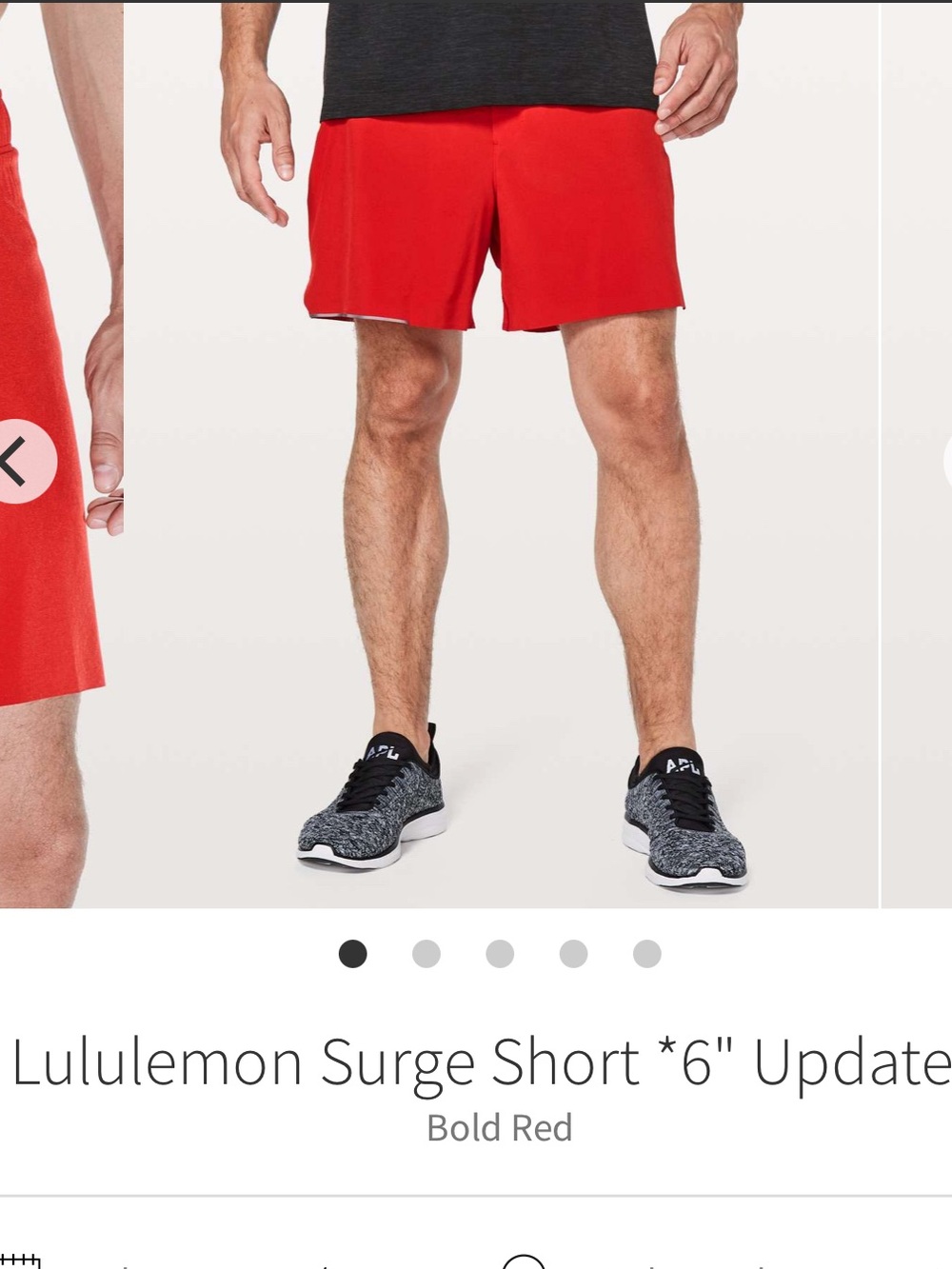 Lululemon Shorts Surge Short 6" Inseam Lined Red Mens Size Small running workout